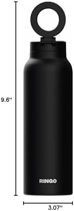 RINGO PRO Water Bottle with Magnetic Phone Mount & Sip Straw Lid - Insulated Stainless Steel Bottle for Workouts, Content Creation, Navigation & Facetime on the Go, 12Hrs Hot/24Hrs Cold Black-24oz|B0FHPS133K