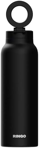 RINGO PRO Water Bottle with Magnetic Phone Mount & Sip Straw Lid - Insulated Stainless Steel Bottle for Workouts, Content Creation, Navigation & Facetime on the Go, 12Hrs Hot/24Hrs Cold Black-24oz|B0FHPS133K