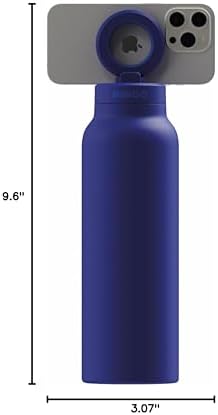 RINGO PRO Water Bottle with Magnetic Phone Mount & Sip Straw Lid - Insulated Stainless Steel Bottle for Workouts, Content Creation, Navigation & Facetime on the Go, 12Hrs Hot/24Hrs Cold Blue 24oz|B0FHQ4ZCY1