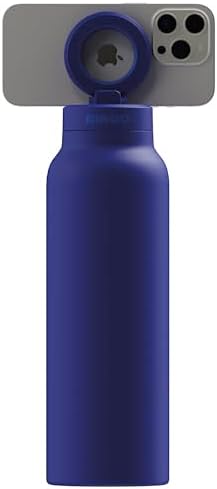RINGO PRO Water Bottle with Magnetic Phone Mount & Sip Straw Lid - Insulated Stainless Steel Bottle for Workouts, Content Creation, Navigation & Facetime on the Go, 12Hrs Hot/24Hrs Cold Blue 24oz|B0FHQ4ZCY1