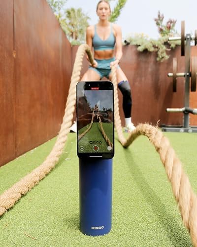 RINGO PRO Water Bottle with Magnetic Phone Mount & Sip Straw Lid - Insulated Stainless Steel Bottle for Workouts, Content Creation, Navigation & Facetime on the Go, 12Hrs Hot/24Hrs Cold Blue 24oz|B0FHQ4ZCY1